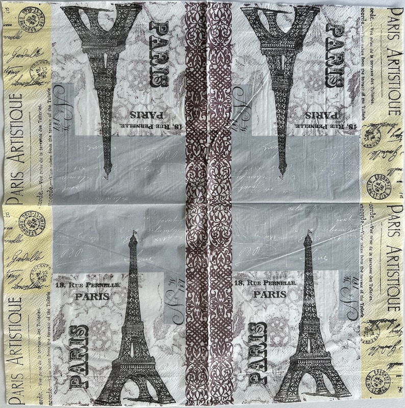 Individual Napkin Eiffel Tower Paris Artistique image 2