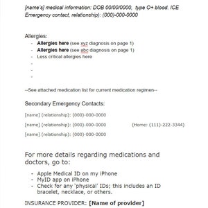 Medizinisches Notfallinformationsblatt - Digital