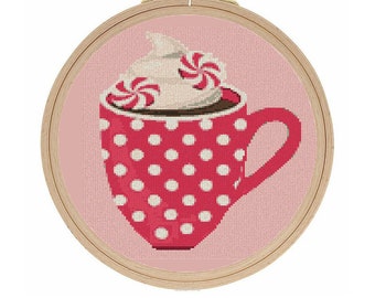 Christmas coffee mug - Cross stitch pattern Pdf - Instant download