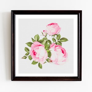 Pink Flowers nr.2- Flowers Cross stitch pattern - Pattern Pdf - Instant download