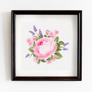 Pink Flowers - Flowers Cross stitch pattern - Pattern Pdf - Instant download