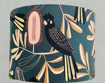 Black Cockatoos Navy Lampshade