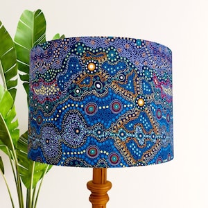Yalke in Blue Aboriginal Lamp Shade