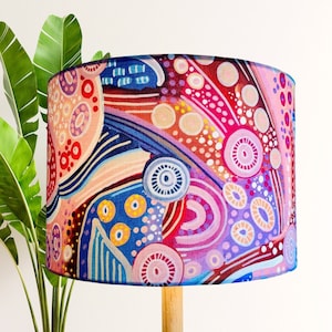 Learning on Country Lampshade, Aboriginal Lamp shade art by Holly Sanders
