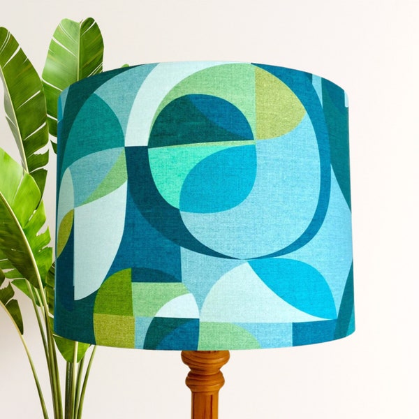 Mid Century Green & Blue lampshade, MCM lamp shade, MCM decor, Blue lampshade, Table lampshades, Lampshades for floor lamps, Light shade