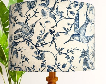 Hamptons Hummingbird blue and white lampshade