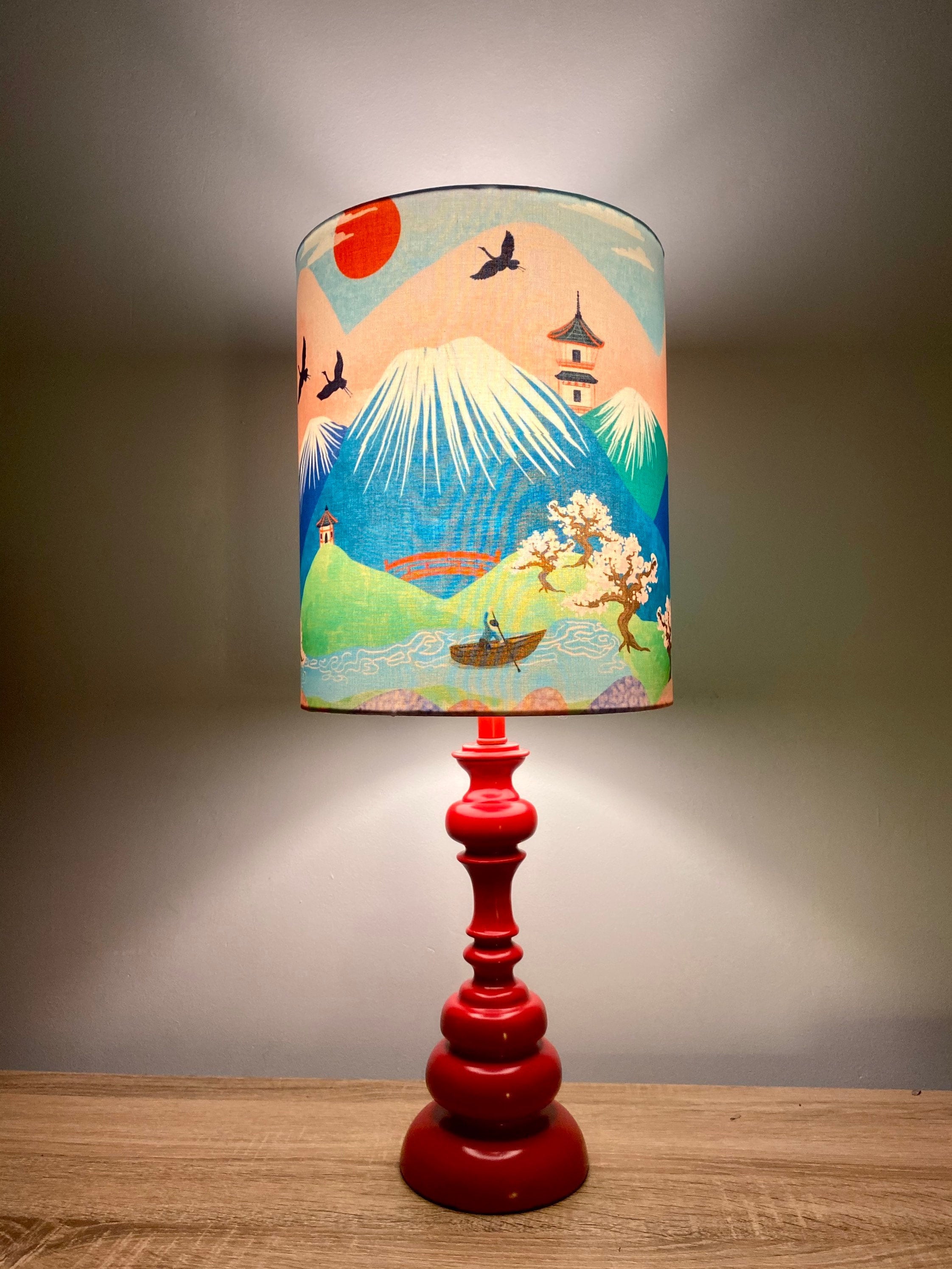 Japanese Mountains lamp shade tall lampshade Japanese Etsy