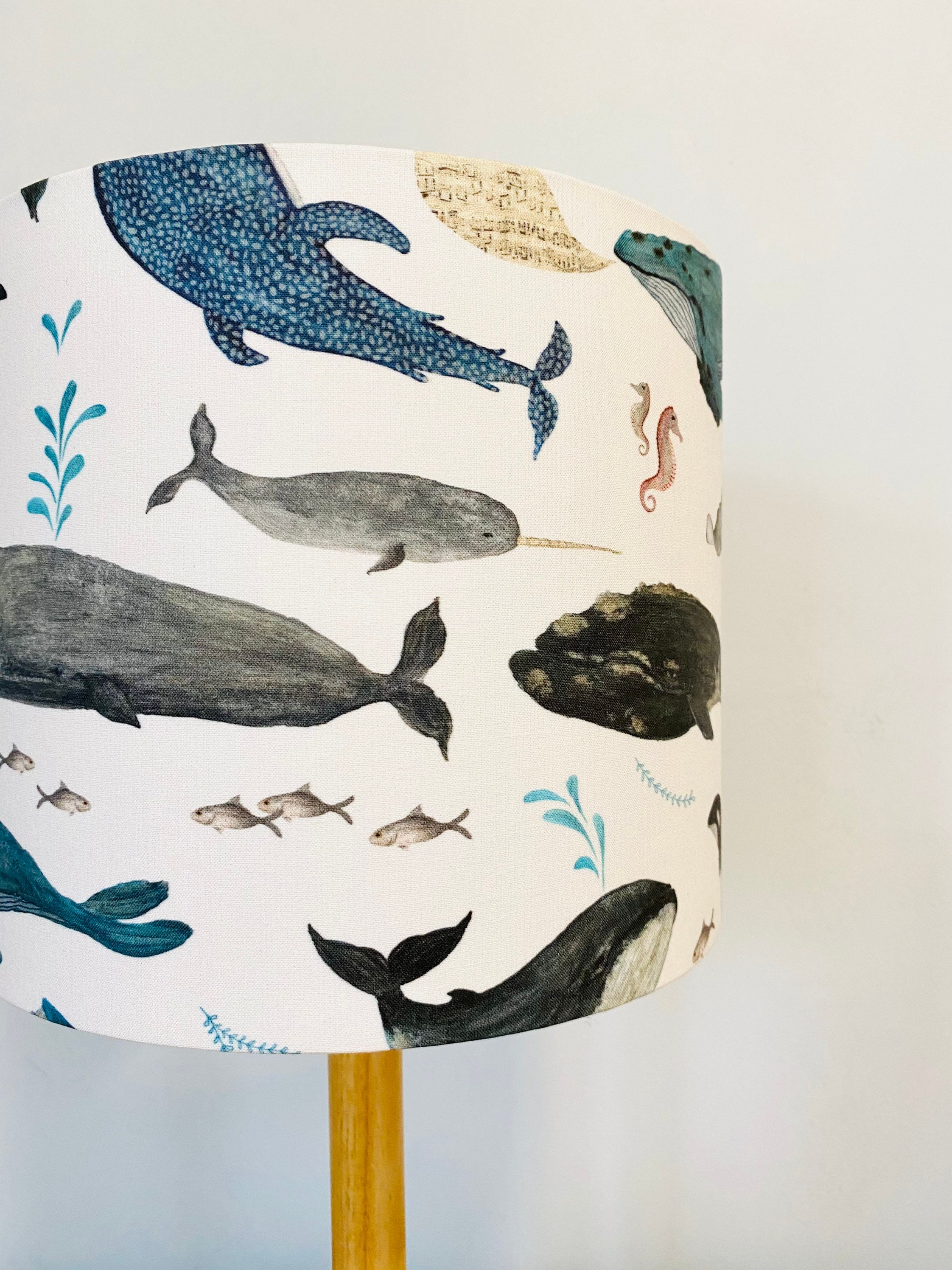 Ocean lampshade handmade lamp shade whales lamp whales Etsy
