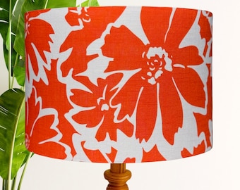 Orange Floral linen Lamp Shade