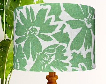 Green Floral linen Lamp Shade
