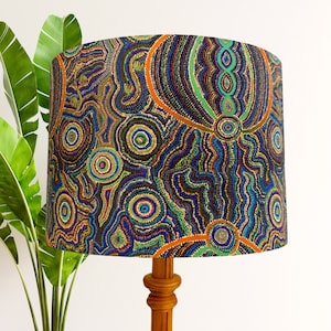 Goanna Dreaming Turquoise Lamp Shade, Indigenous light shade