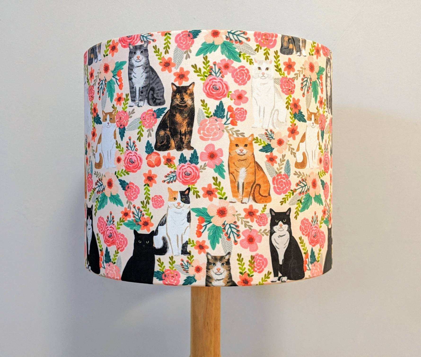 Cat florals lamp shade light shades bedside table lamps Etsy