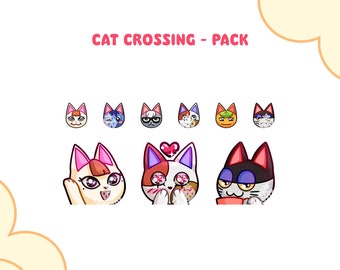 Twitch Badges and Emotes - Cat Crossing Pack (3 Emotes + 6 Badges)