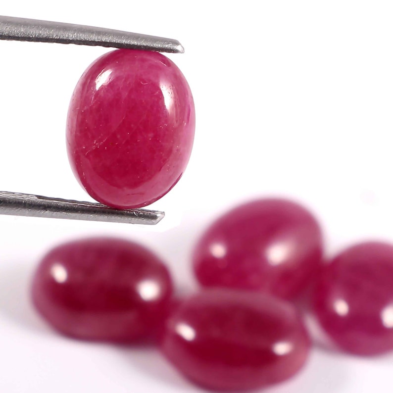 Cabochon Loose gemstone 10X8MM untreated unheated Gemstone 21.66 Carat 5piece Certified Natural Ruby africa
