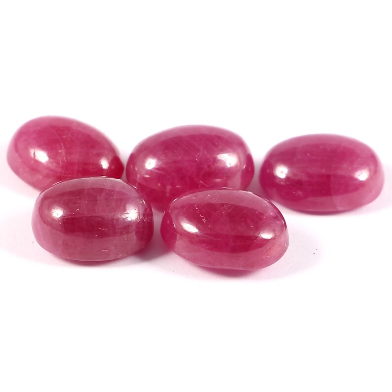 Cabochon Loose gemstone 10X8MM untreated unheated Gemstone 21.66 Carat 5piece Certified Natural Ruby africa
