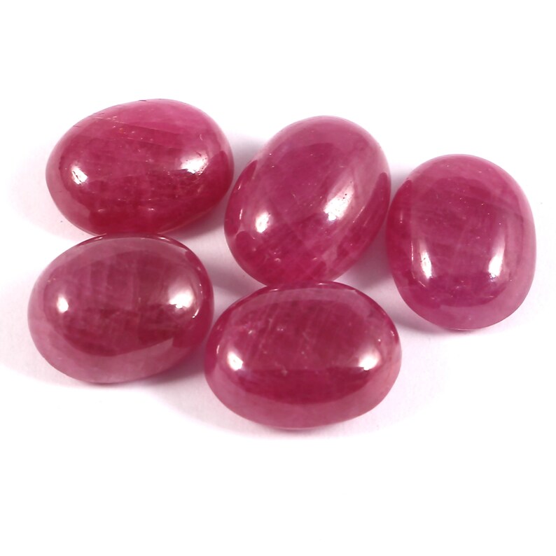 Cabochon Loose gemstone 10X8MM untreated unheated Gemstone 21.66 Carat 5piece Certified Natural Ruby africa