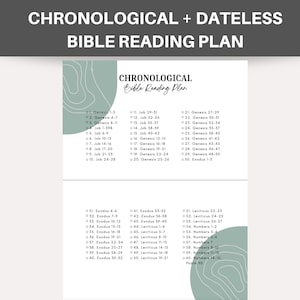 Chronological + Dateless Bible Reading Plan - Printable Bible Reading Plan - Read the Bible In A Year