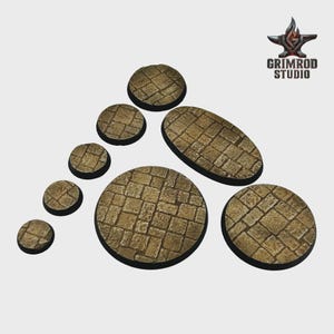 Bases de arenisca para miniaturas de 28 mm / 32 mm, bases redondas de resina pintadas de 25 mm a 160 mm para juegos de guerra de mesa. imagen 2