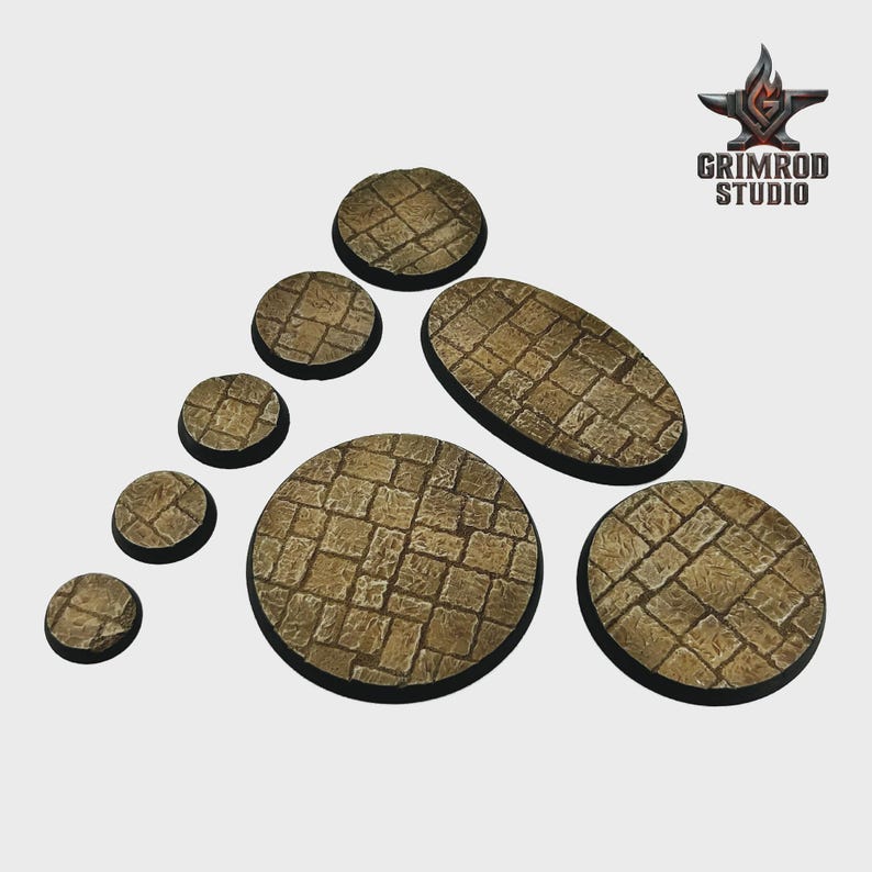 Bases de arenisca para miniaturas de 28 mm / 32 mm, bases redondas de resina pintadas de 25 mm a 160 mm para juegos de guerra de mesa. imagen 2