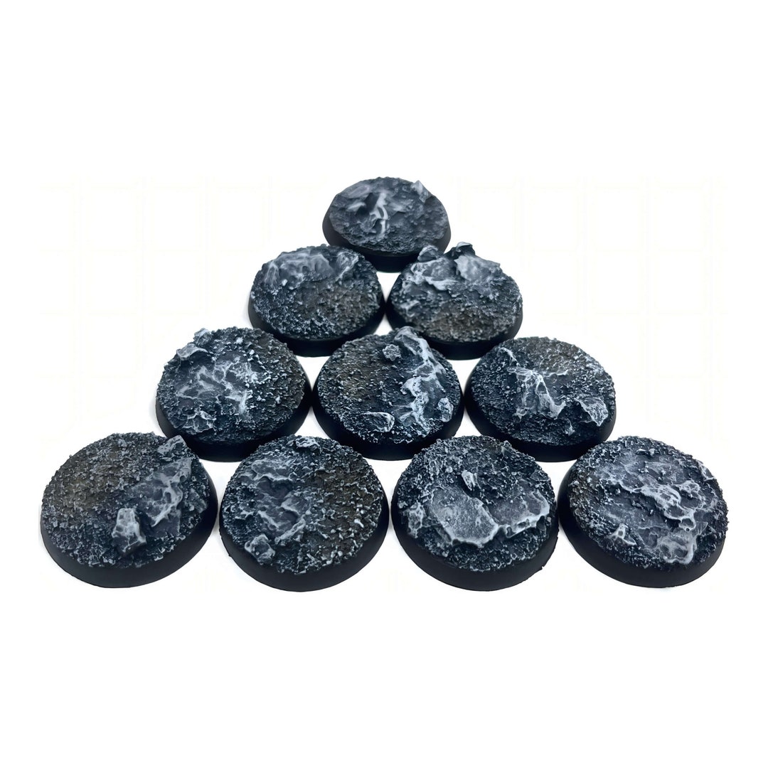 25mm Hand Painted Miniatures Bases ASH ROCKS Round 3D Resin Scenic ...