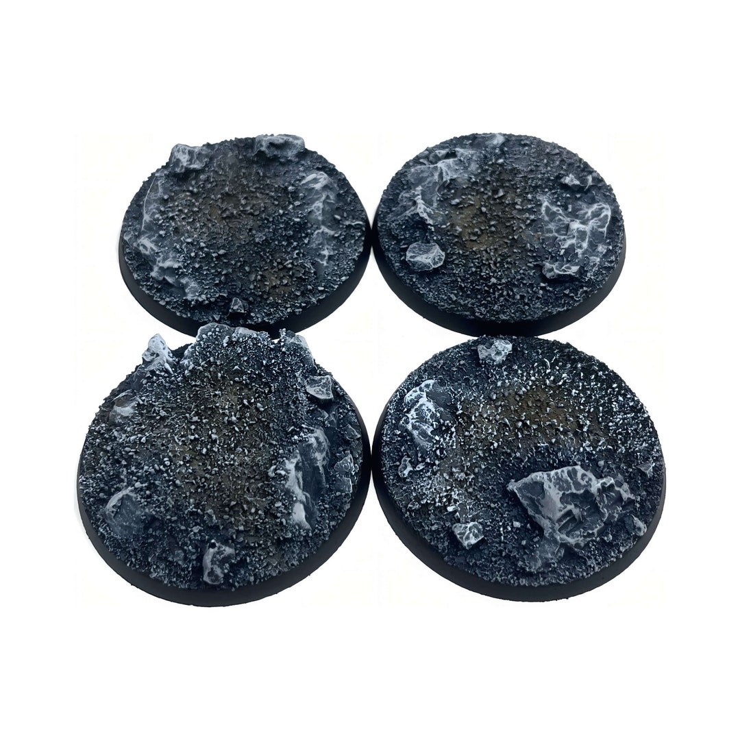 50mm Hand Painted Miniatures Bases ASH ROCKS Round 3D Resin Scenic ...