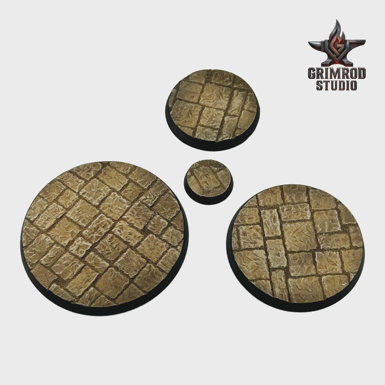 Bases de arenisca para miniaturas de 28 mm / 32 mm, bases redondas de resina pintadas de 25 mm a 160 mm para juegos de guerra de mesa. imagen 3