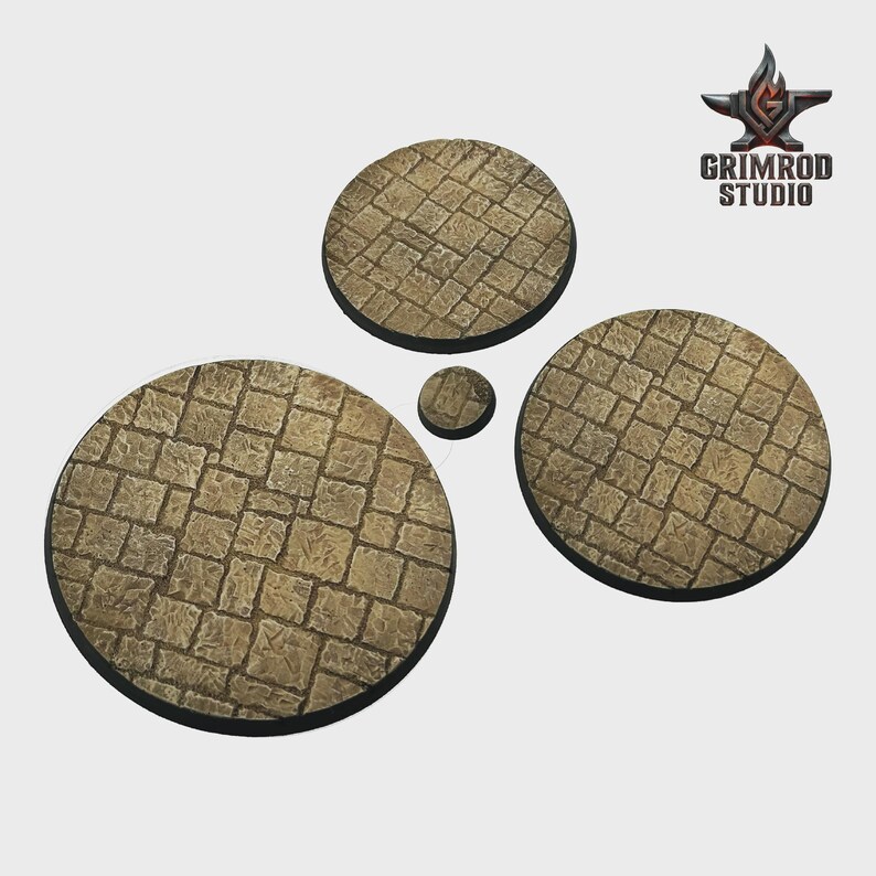 Bases de arenisca para miniaturas de 28 mm / 32 mm, bases redondas de resina pintadas de 25 mm a 160 mm para juegos de guerra de mesa. imagen 4