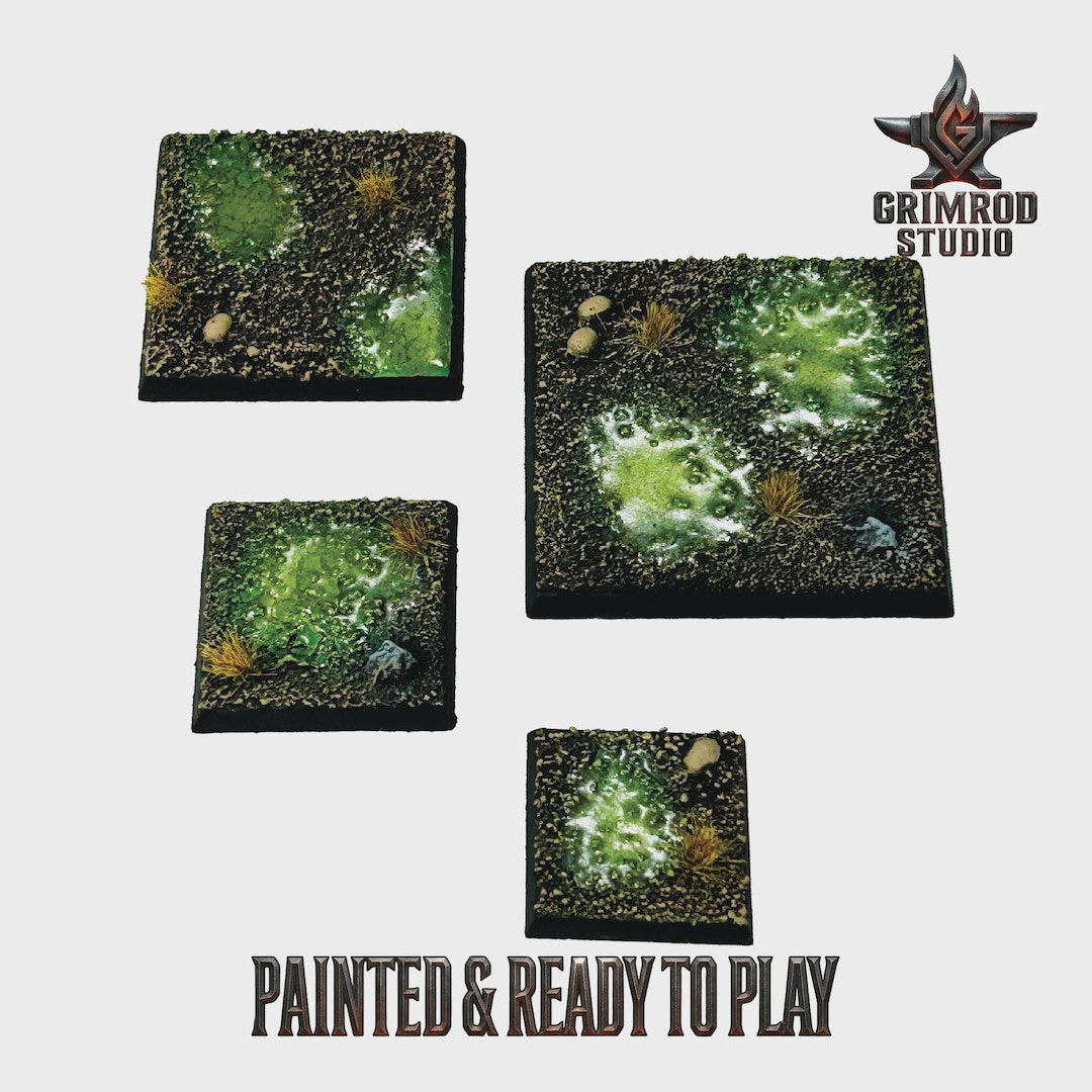 Swamp Base Models Swamp Bases, Square 25mm-50mm Painted Resin Wargame Bases for Grimdark ...