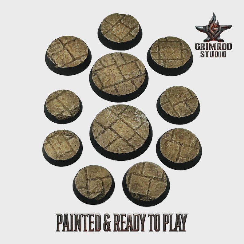 Bases de arenisca para miniaturas de 28 mm / 32 mm, bases redondas de resina pintadas de 25 mm a 160 mm para juegos de guerra de mesa. imagen 1