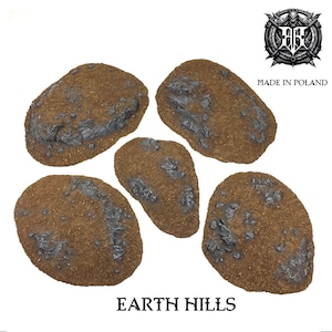Painted 3D Terrain - EARTH HILLS - Custom Miniature Scenery for Wargaming, Table Top Games, DnD & RPG