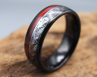 Celtic musician ring made of guitar string and tungsten