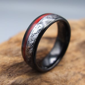 Celtic musician ring made of guitar string and tungsten image 1