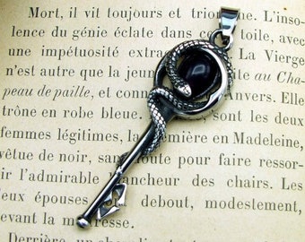 Gothic steel key + snake pendant