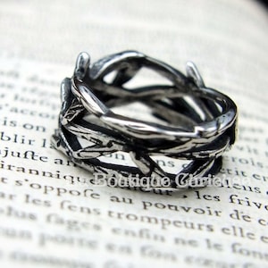 Gothic crown of thorns ring in stainless steel