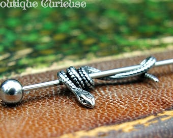 Piercing industriel serpent gothique barbell 1,2 mm