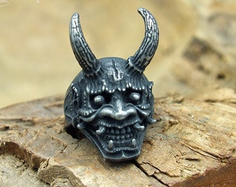 Gothic Oni Japanese demon steel ring