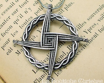 Wicca Magic Pendant Brigid&#39;s Cross Imbolc + Chain