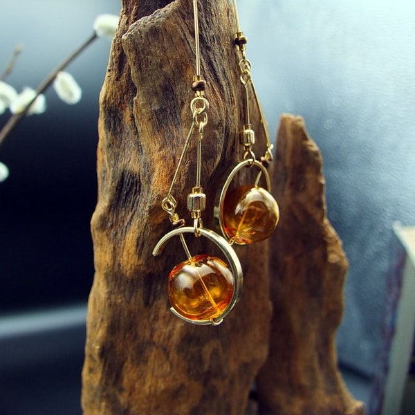 Pendientes de vidrio soplado con sextante Steampunk