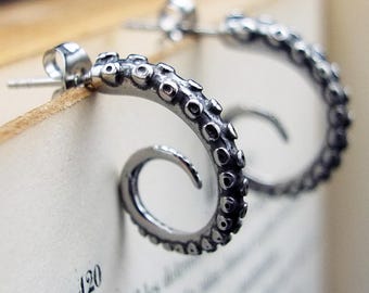 Octopus kraken tentacle steampunk earrings