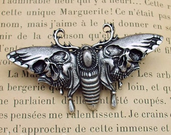 Gothic Metal Moth Dante Skulls Brooch