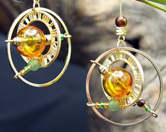 A l'unité : Boucle d'oreille steampunk Astrolabe