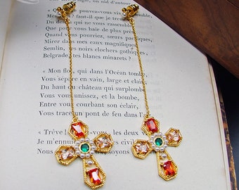 Baroque renaissance style religious cross earrings