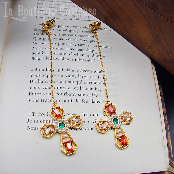 Boucles d'oreilles croix esprit baroque