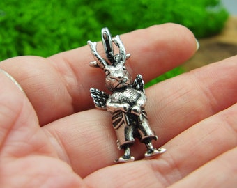 Silver Wolpertinger rabbit pendant / charm / charm - fantastic animal, legend, chimera