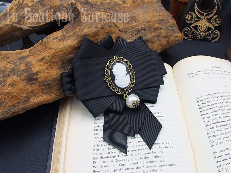 Victorian gothic steampunk style cameo brooch image 1