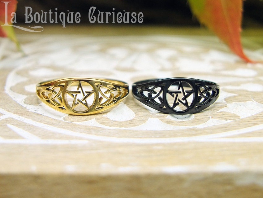 Bague Acier Noir EtNox - Motif Lune Et Pentacle - Neuf Avec étiquettes