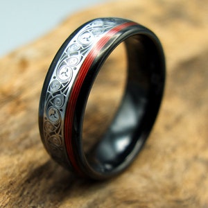 Celtic musician ring made of guitar string and tungsten image 4