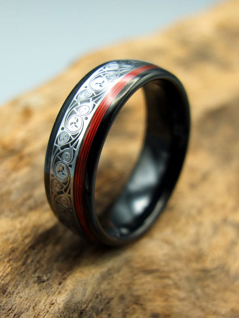 Celtic musician ring made of guitar string and tungsten image 4