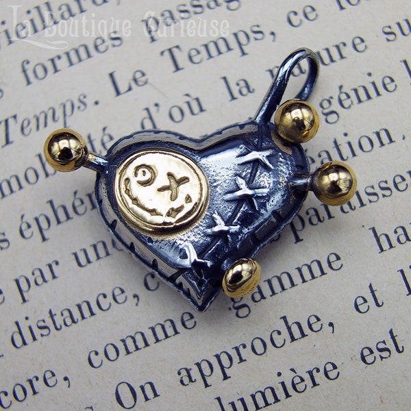 Pendentif coeur vaudou Erzulie gothique acier