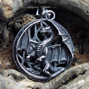 Heroic fantasy stainless steel dragon pendant